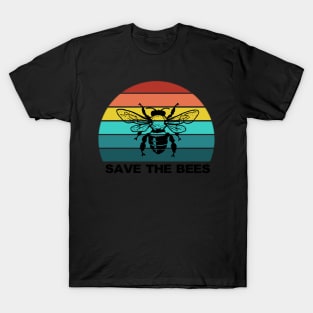 Save The Bees Beekeeper Social Distancing Retro Vintage Sunset T-Shirt